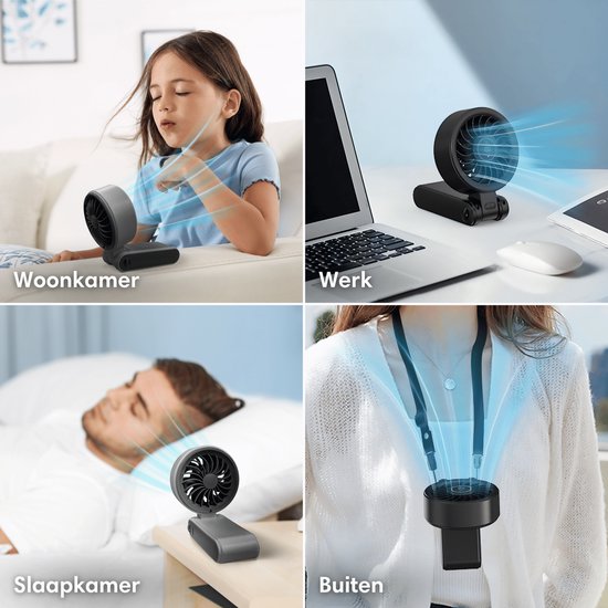 Vulpes Goods® Tech - Handventilator PRO 3in1 - USB Wiederaufladbar & Tragbar - Halsventilator - 14h Kühlung