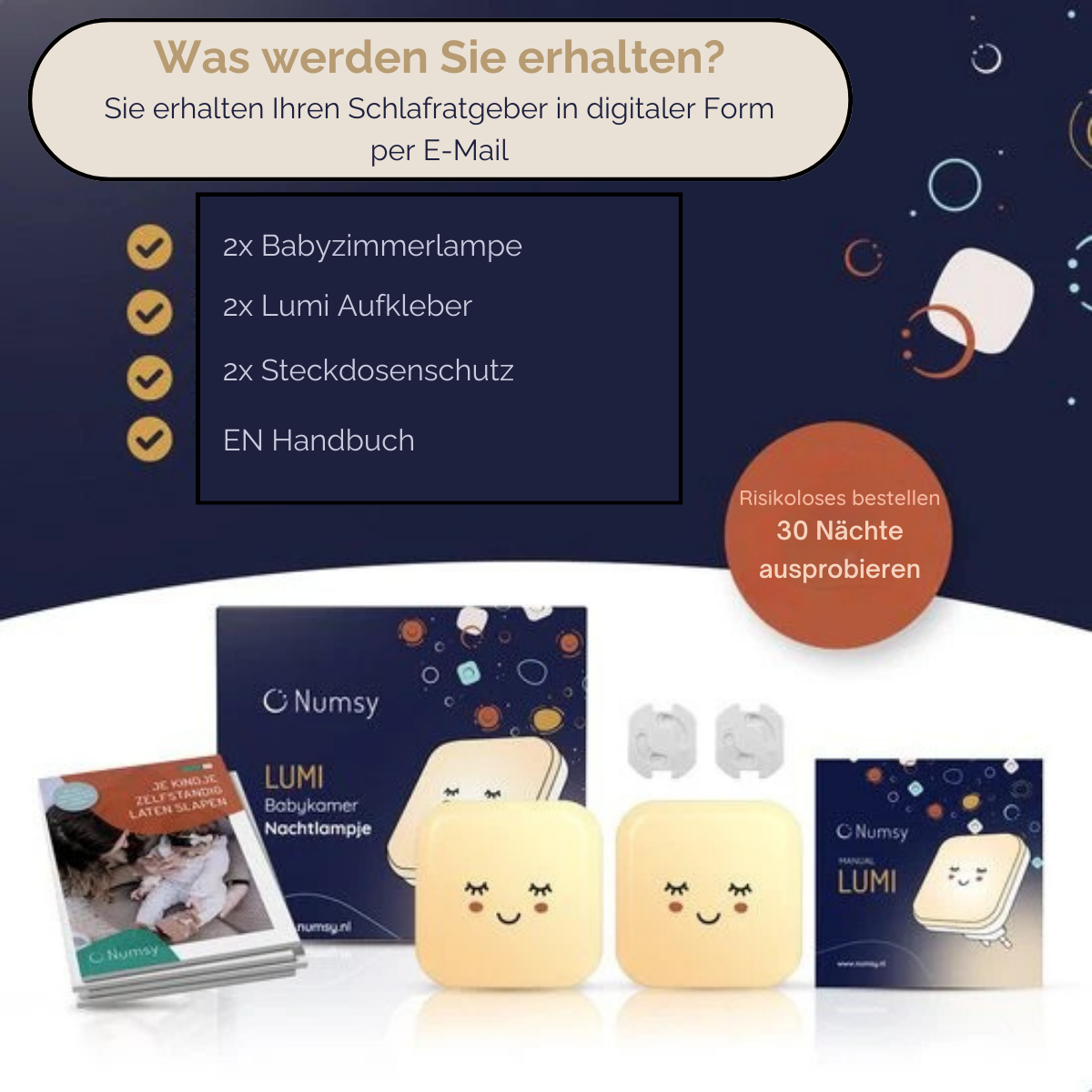 Numsy - Nachtlicht für Babys und Kinder - LED - Steckdose - Automatischer Lichtsensor