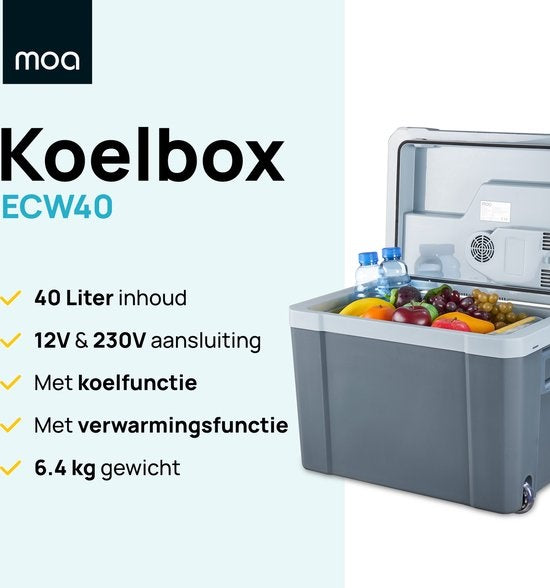 MOA Elektrische Koelbox - Coolbox - Met Verwarmingsfunctie - 12V en 230V - 40 Liter - ECW40