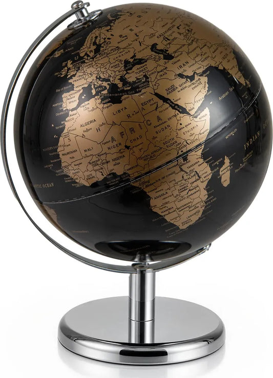 Coast Globus 20 cm – Schwarz/Gold – um 360° drehbar – mit Metallständer – 21 x 21 x 27 cm