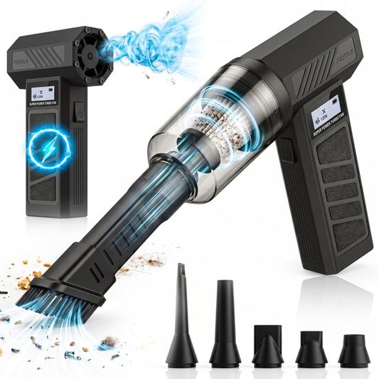 Kleinstaubsauger, kabellos, mit Air Duster, 130.000 U/min – Kabelloser Autostaubsauger – Handstaubsauger – Akku-Luftgebläse – Druckluft – Turbo-Ventilator