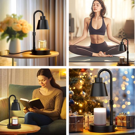 LUFT Kerzenwärmer Lampe – Candle Warmer – Dimmbar – Timer – Höhenverstellbar 15–36 cm – Inkl. 2 Halogenlampen – Schwarz