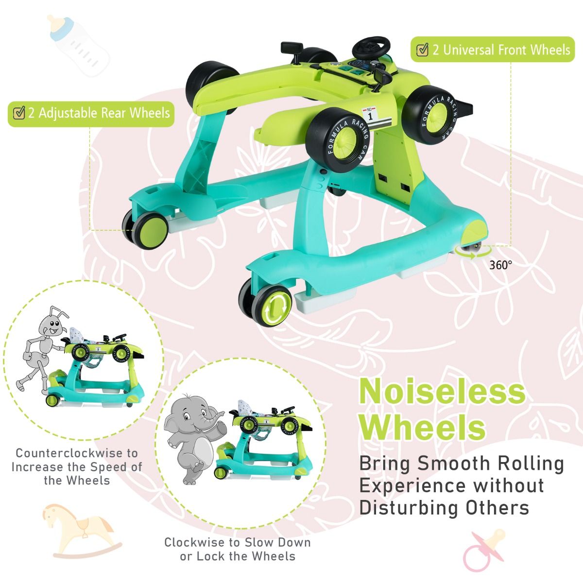 Coast 4-in-1-Kinderwagen – höhen- und geschwindigkeitsverstellbar – zusammenklappbar – schwarz