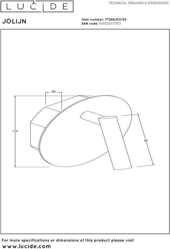 Lucide JOLIJN – Wiederaufladbare Nachttischlampe / Wandleuchte – Akku/Batterie – Ø 10,2 cm – LED – 1x2 W, 3000 K – magnetisch – schwarz