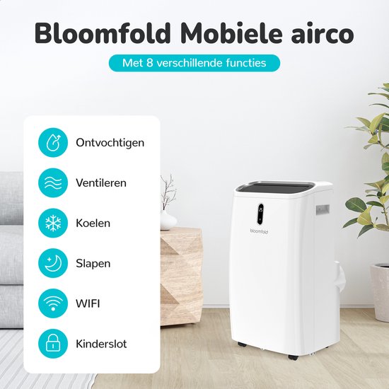Bloomfold Mobile Air Conditioner - 12.000 BTU - 4-in-1 - Klimaanlage mit Fensterdichtungs-Kits - Schlafzimmer - Wohnzimmer - kühlen bis zu 35mÂ²
