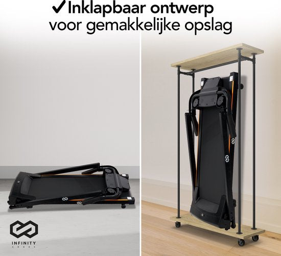 Infinity Goods - Laufband mit Neigungsfunktion - klappbar - inkl. Tablet-Halterung - bis zu 12 km/h - 132 x 60 x 117 cm - Schwarz
