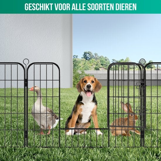 Avalo Puppyren AÃƒÃ‰Ã€Ãº210cm Opvouwbaar Zwart - 8 panelen 80x60cm - Dierenren / Konijnenren / Hondenren