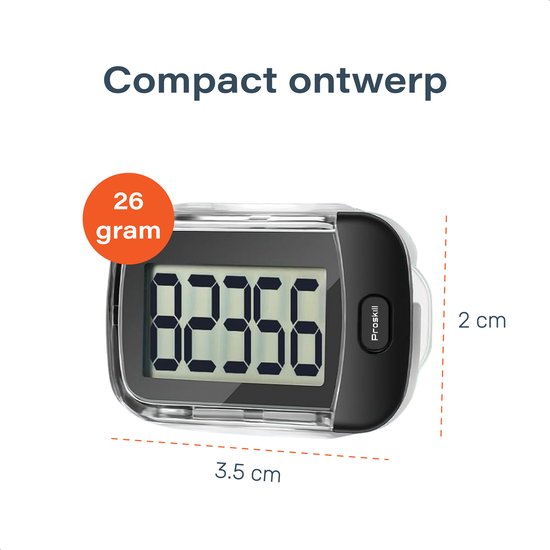 Proskill Schrittzähler mit Clip - Einfacher Aktivitäts-Tracker - Hosentasche - Geeignet für Frauen, Männer & Kinder - Wandern & Fitness