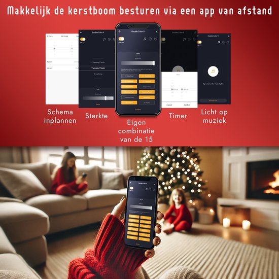 PristinePine Nordic Forest Fir - Kompletter Weihnachtsbaum mit LED-Beleuchtung (1339 Zweige) - Künstlicher Weihnachtsbaum inklusive Aufbewahrungsbeutel und Handschuhe - 380 farbige und warmweiße Lichter - Steuerung über App - 210 cm