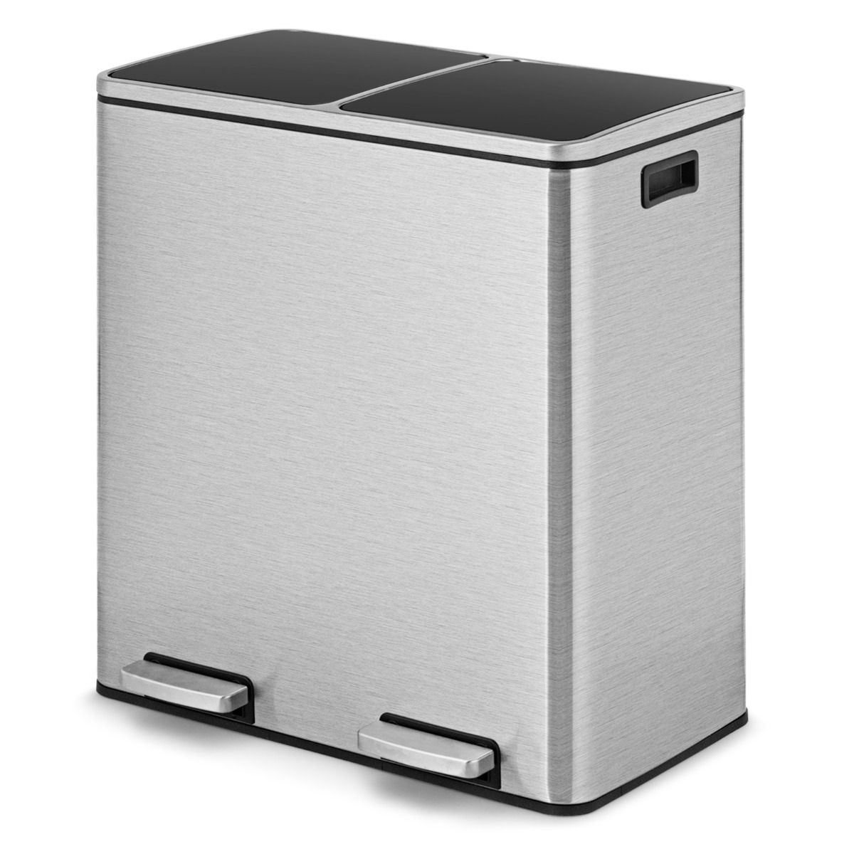 Coastal Double Waste Bin - 2x30L - Herausnehmbarer Inneneimer - Edelstahl - 58,5 x 32 x 65 cm - Silber
