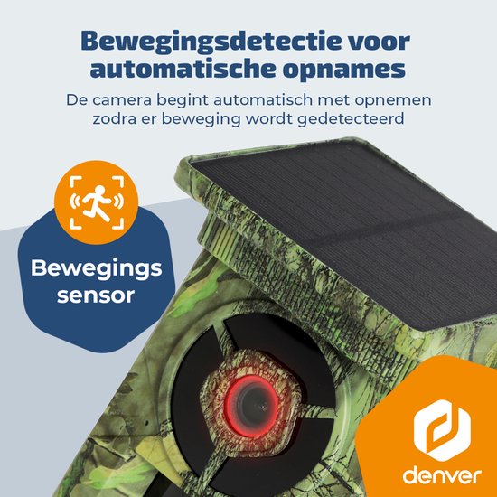 Denver Wildkamera mit Nachtsicht und WLAN – 4K Ultra HD – 48 MP – WLAN – „Trailcam Go“-App – LCD-Bildschirm – Solarbetrieb – WSW8120