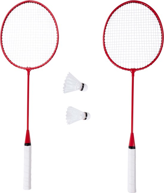 Donnay Badminton Set - 2 Personen - Badmintonschläger - Schläger - Badmintonnetz - Inkl. Reisekoffer - Schwarz/Rot