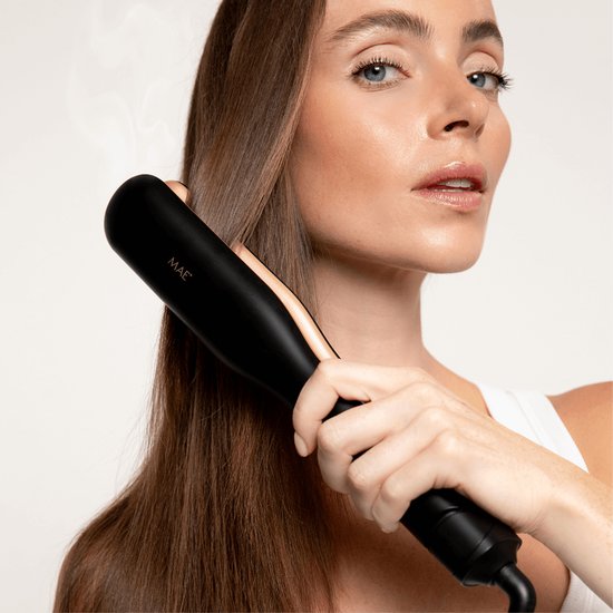 MAE® Steam Straight – Glätteisen mit Dampf – Professionelles Dampfglätteisen – schwarz
