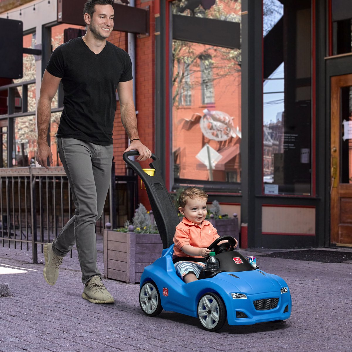 Step2 Whisper Ride Cruiser Runabout in Blau - Kinderwagen / Runabout mit Schiebestange - Für Kinder ab 1,5 Jahren