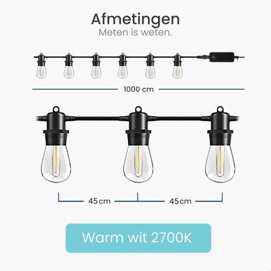 Gologi Lichterkette für Innen und Aussen - Lichtgirlande 10M - Gartenbeleuchtung LED - Warmes Umgebungslicht 2700K - Wasserdicht - Intelligente Beleuchtung mit App - Verkettbar bis zu 25M