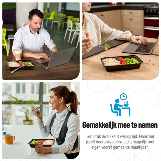 Fitcrafters Meal Prep Trays - Frischhalteschalen - Gefrierschalen - 20 Stück - 1 Abteil - 1L - BPA frei