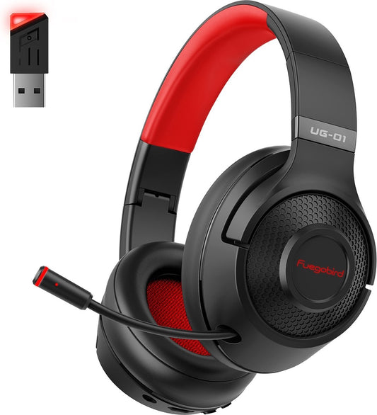 Fuegobird UG-01 2.4GHz Wireless Gaming Headset - Bluetooth Headset - Multiplattform - Geeignet für PS4/PS5, Nintendo Switch - Rot