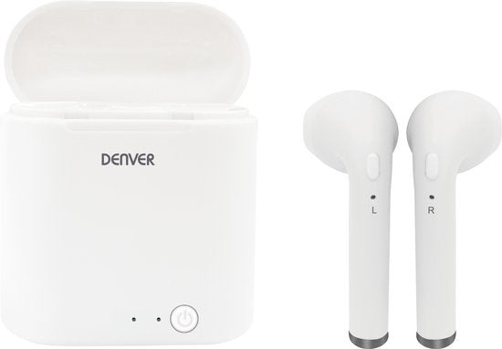 Denver TWQ-40 - Wireless Bluetooth earbuds - draadloos opladen via QI - Wit