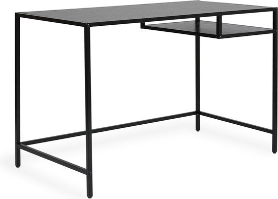 Lifa Living - Industrie-Schreibtisch - Schwarz - Metall - MDF - mit Sockel - Schlichtes Design - 114 x 60 x 76 cm