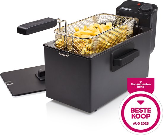 Princess Fritteuse – 3 Liter – Kaltzone – Fritteuse – 2000 W – Einstellbarer Thermostat – Schwarz – 182727