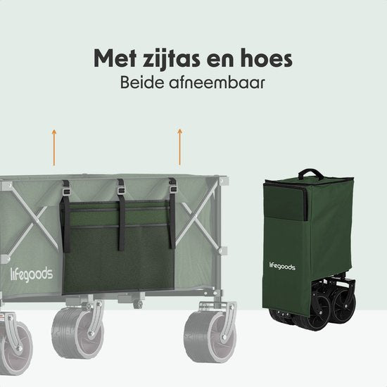 LifeGoods Wagon - XXL - faltbar - 300L - 150KG Tragfähigkeit - Grün