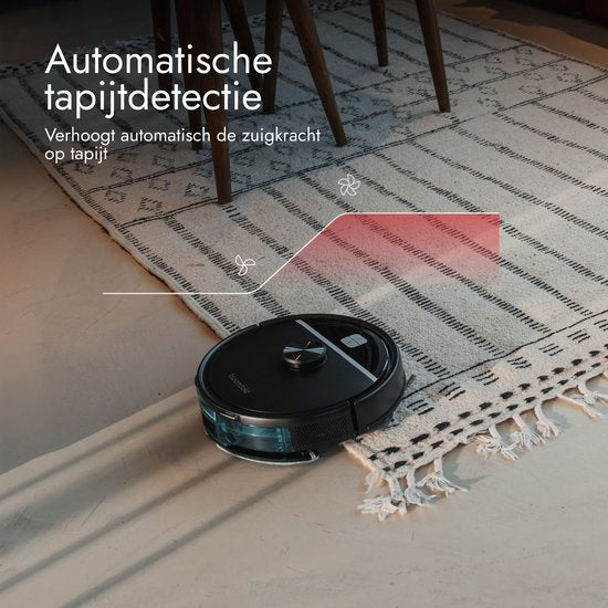 Bloomfold Roboterstaubsauger mit Wischfunktion und Entleerungsstation – 19.000 Pa Saugkraft – LiDAR-Navigation – 180 Minuten – Intelligenter KI-Roboterstaubsauger – Geeignet für Tierhaare