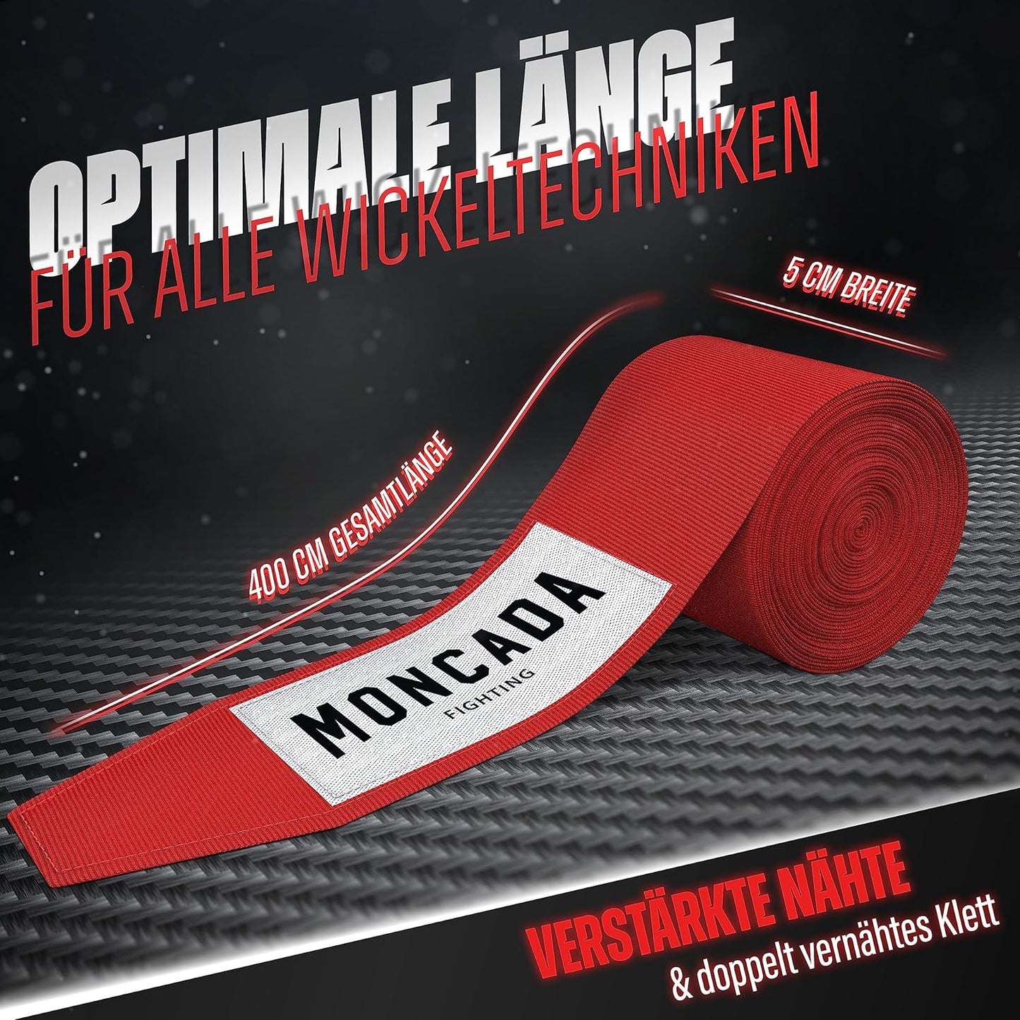 Moncada Fighting Boxing Bandage - 4m - Rot