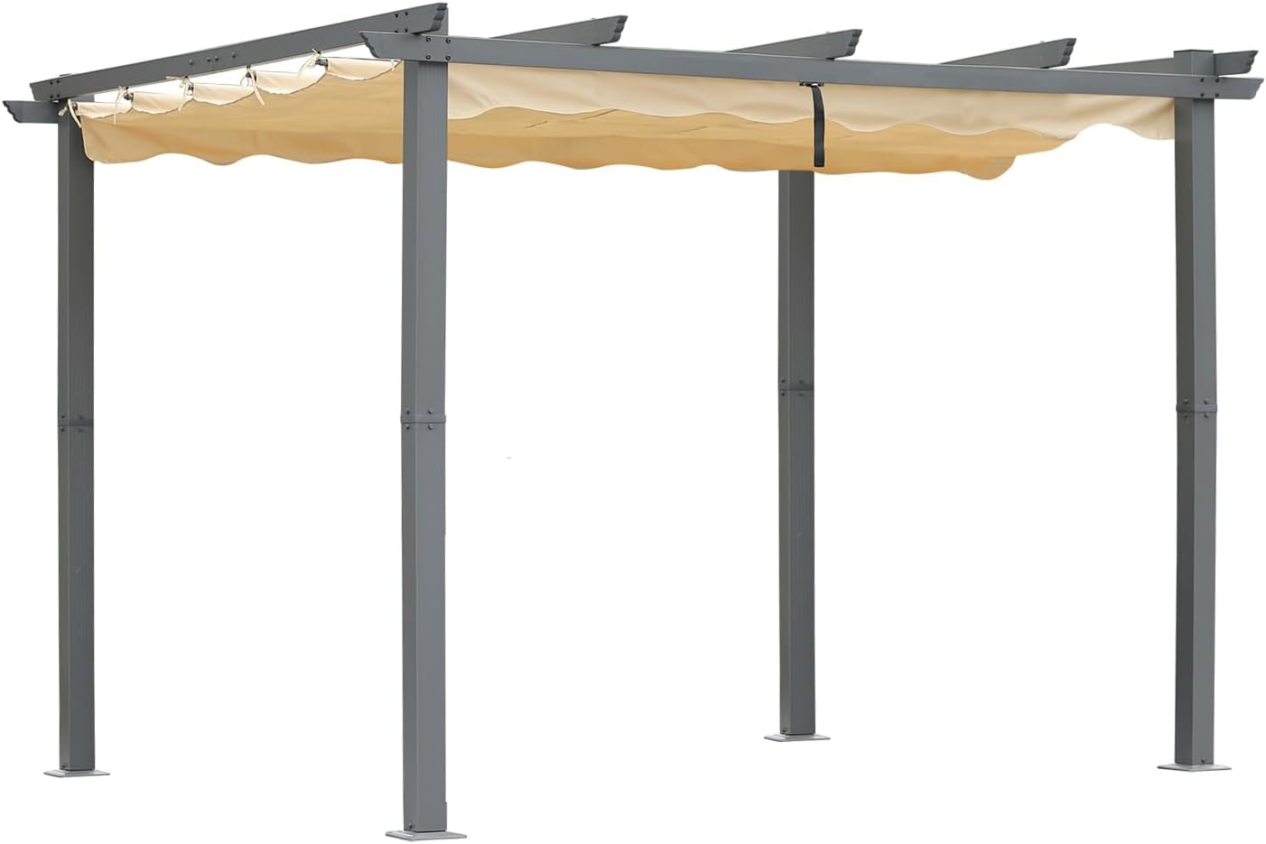Angel Living Aluminium-Terrassenpergola mit einziehbarem Dach – 3 x 4 m – Beige