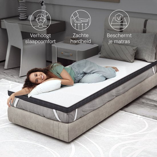 CozySense® Topper 90x200 - Top Matratze - Top Deck Matratze - Memory Foam mit kühlendem Gel - CertiPUR® - Weiche Festigkeit - 8 CM - Waschbarer Bezug