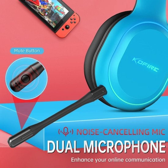 Kofire UT-01 2.4GHz Wireless Gaming Headset - Over Ear Kopfhörer - mit Mikrofon - Geeignet für PS4/PS5, Nintendo Switch
