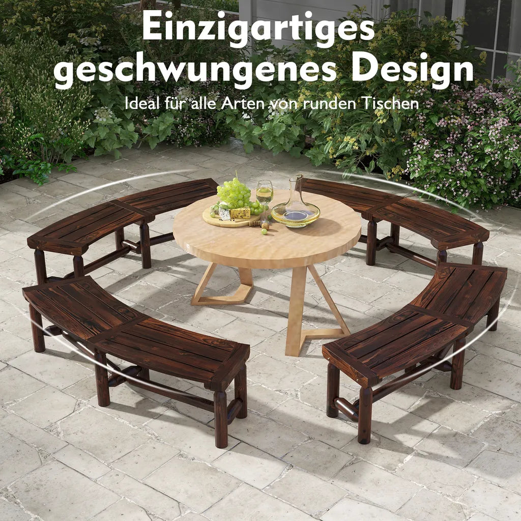 Coast Gartenbank 2-3 Personen - Gebogen - Holz - Wetterfest - Verstärkt - 139 x 36 x 41 cm - Braun