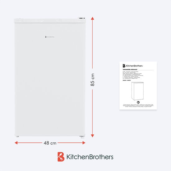 KitchenBrothers Kühlschrank - 88L - Kühlschrank - Tischmodell - Kühlschrank - Freistehend - Weiß