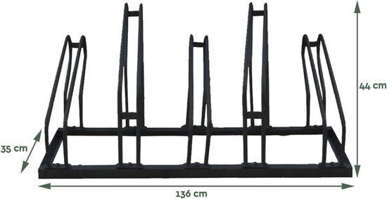 BRASQ Fahrradträger für 5 Fahrräder - Fahrradständer - Fahrradträger - Fahrradhalterung für Boden Inklusive Befestigungsmaterial - Schwarz