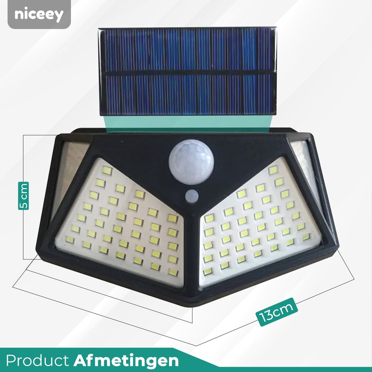 Niceey Solar-Außenlampe - 2er-Set - 100 LEDs - Schwarz