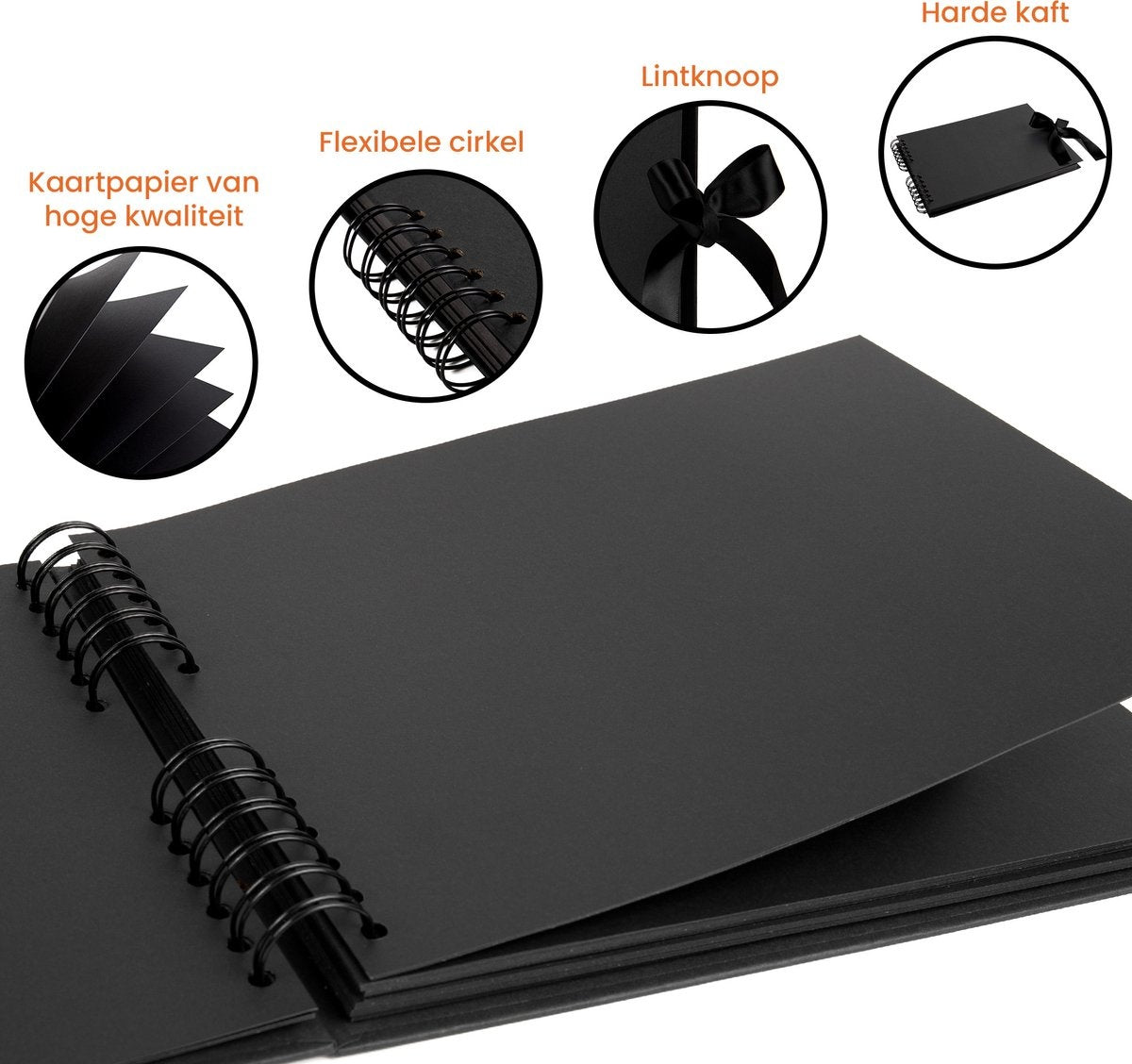 Saaf Scrapbook Set - Inkl. Zubehör - Scrapbooking Sammelalbum - Fotobuch / Gästebuch - Schwarz