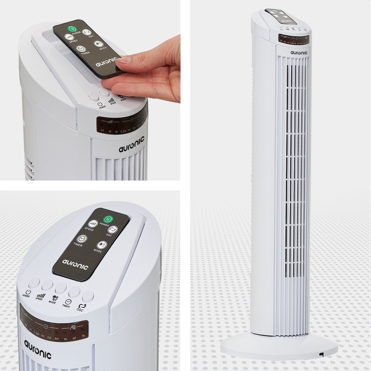 Auronic Tower Fan - Standventilator mit Fernbedienung - Timer - 50W - 45dB - 74cm - Weiß