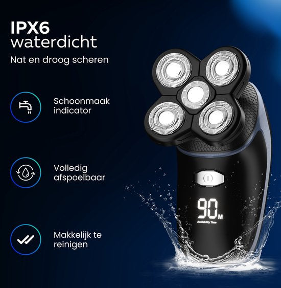 Beeperfect® 5-in-1 Rasierer Männer - Trimmer - Schnurlose Nass- und Trockenrasur - Elektrischer Rasierer - Bartschneider - 5 Aufsätze