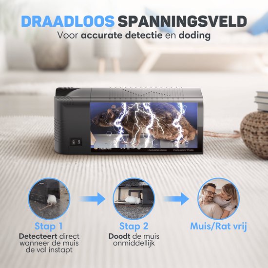 Vulpes Goods® Repellent - Elektrische Mausefalle Pro - Effektive Mausefalle für Innenräume - Kabellos & wiederaufladbar - Sicher, hygienisch & langlebig - Auch als elektrische Rattenfalle geeignet
