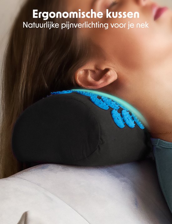 LifeGoods Akupressurmatte mit Kissen - Shakti Matte - Nagelmatte inkl. 2x Triggerpunkt Ball - 66x40x2cm - Schwarz/Türkis