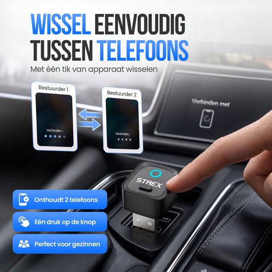 Strex Wireless-Adapter, kompatibel mit Apple CarPlay und Android Auto – Wireless-Dongle – USB-A und USB-C – Plug-and-Play