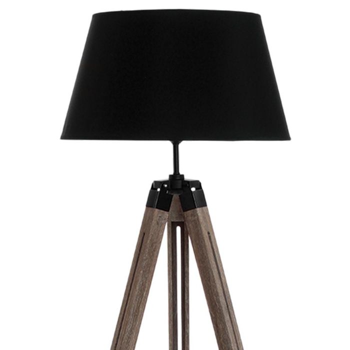 Atmosphera Runo Schwarze Dreibein-Stehlampe – Holz und Schwarz – H 145 cm
