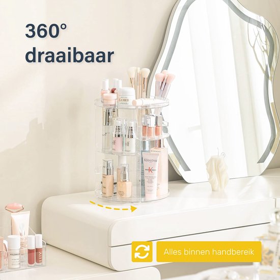 Drehbarer Make-up Organizer - Transparent - Drehbar - Für - Schminkpinsel - Schminkschwamm - Schminktisch - Box Mädchen - Geschenkset - Kinderset - für Mädchen