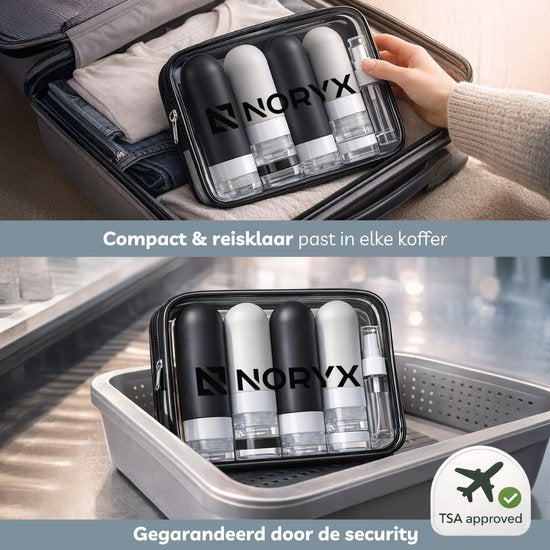 Noryx Reisefläschchen, 12-teilig – Handgepäck – Reisezubehör – Reisefläschchen – Kosmetiktiegel – Reisefläschchen – Reiseverpackung – Reiseset