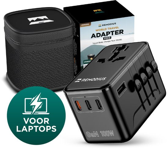 Remodius® World Plug PRO - 220+ Länder - Universeller Reisestecker mit PD100W Ultra USB C Schnellladung für Laptops, Telefone, Tablets, und mehr - 3x USB-C - 1x USB-A