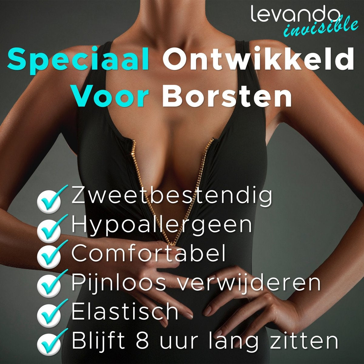 Levanda transparentes Brustband 5 Meter- unsichtbares Brustband inkl. Brustwarzenabdeckungen- trägerloses BH Klebeband - Modeband Brüste