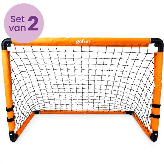 Gofun Fußballtor 2er-Set - Fußballtore - Fußballtor - Fußballtore für Kinder - faltbar - 90 x 60 x 60 cm - Schwarz/Orange