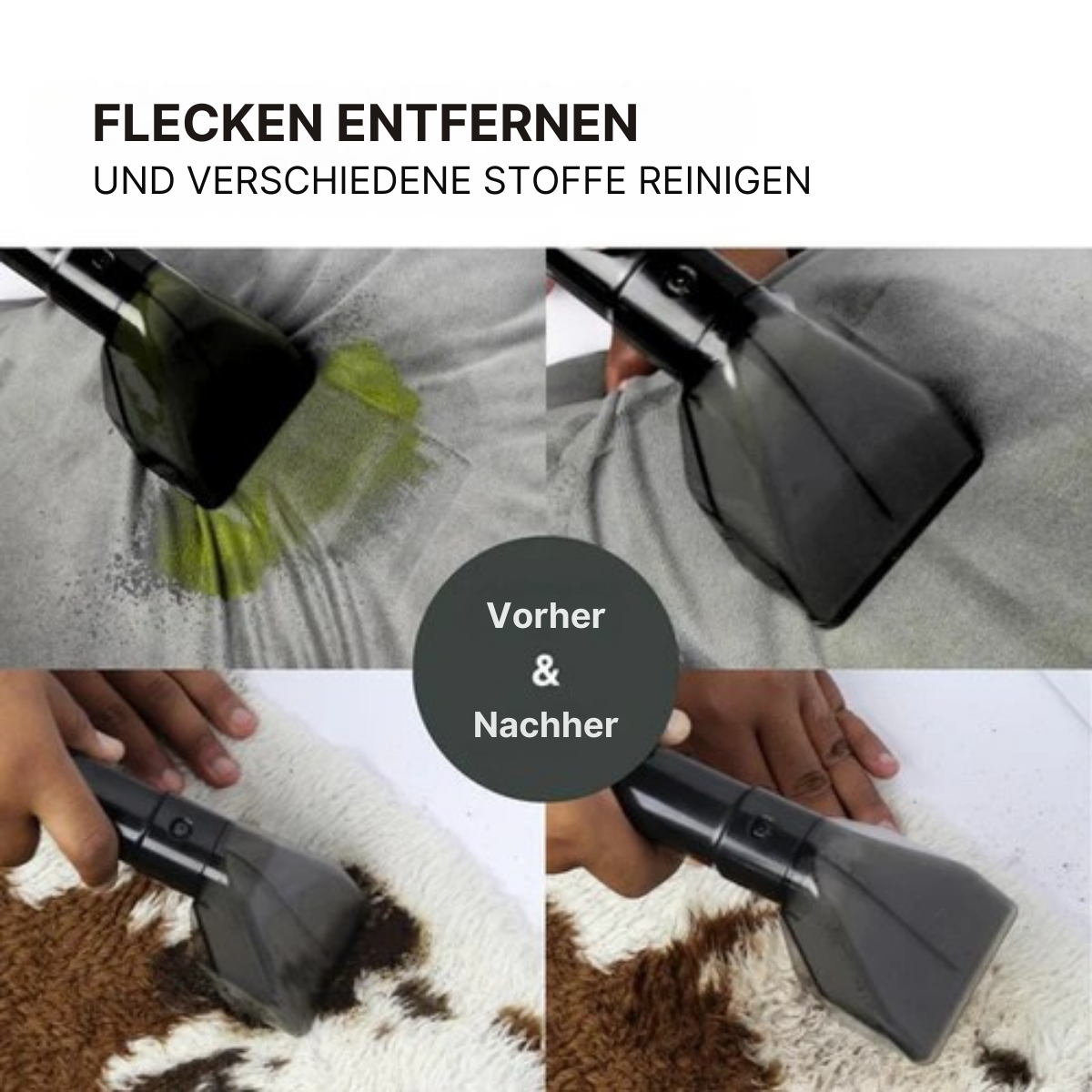 Achaté© - Fleckenreiniger - Teppich/- Sofa/- und Matratzenreiniger - 650W - 1400ml - Grau