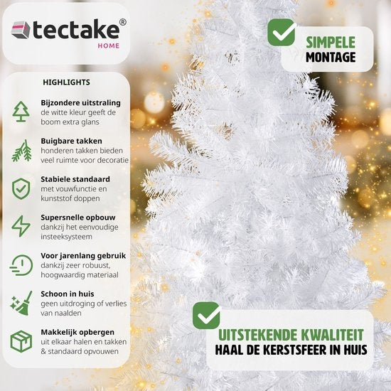 tectake - weiß Künstlicher Weihnachtsbaum - 180 cm - inkl. Ständer - Weihnachtsbaum - Tannenbaum - 533 Punkte - 402821