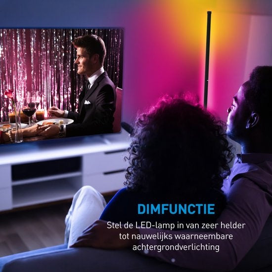 Grundig LED Stehleuchte - Stehleuchte 140cm - Dimmbares RGBW und weißes Licht - Inkl. Fernbedienung und Musiksensor