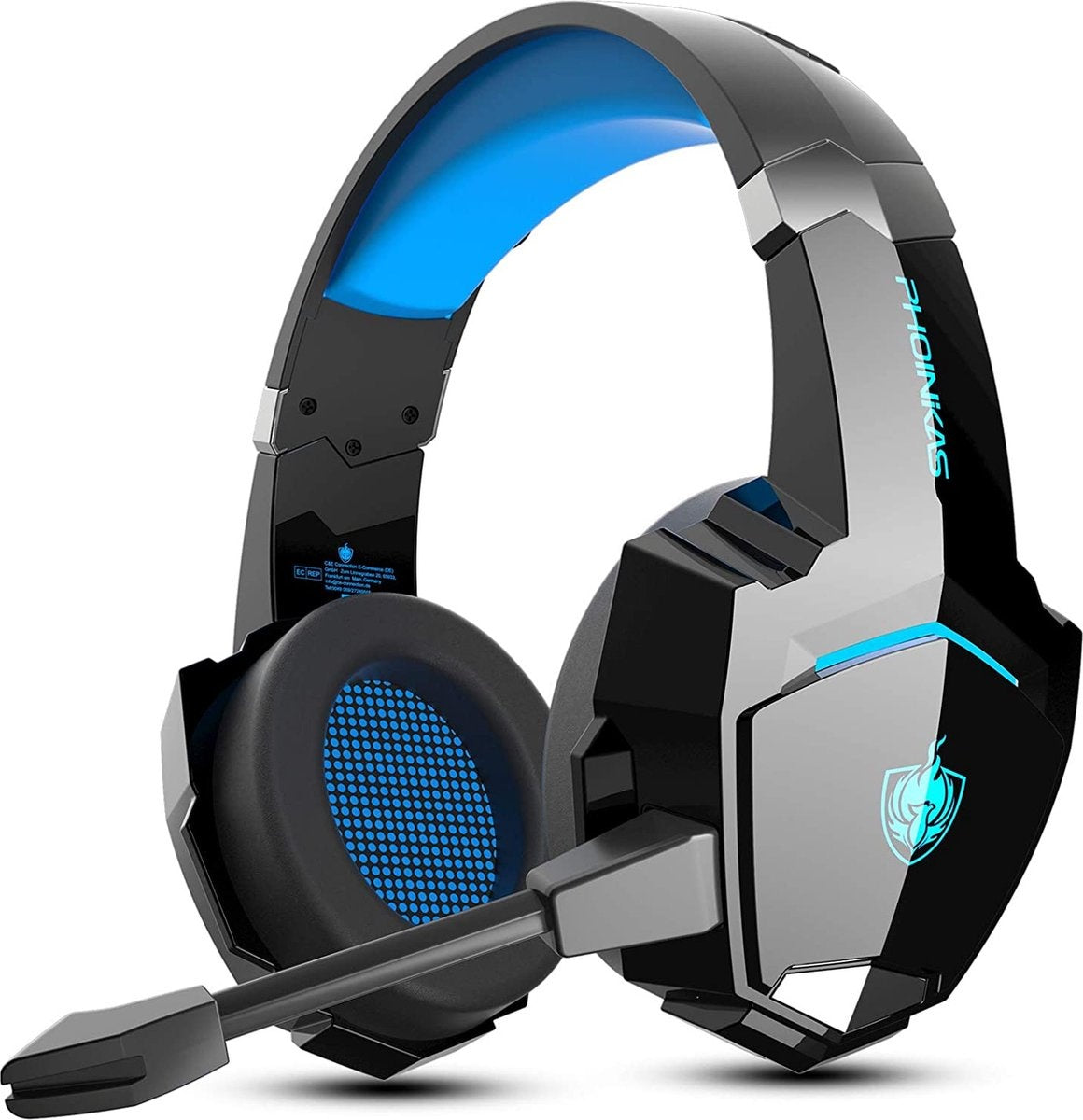 PHOINIKAS G9000 BT Bluetooth Laptop Gaming Headset mit Mikrofon Over-Ear Kopfhörer -Schwarz blau